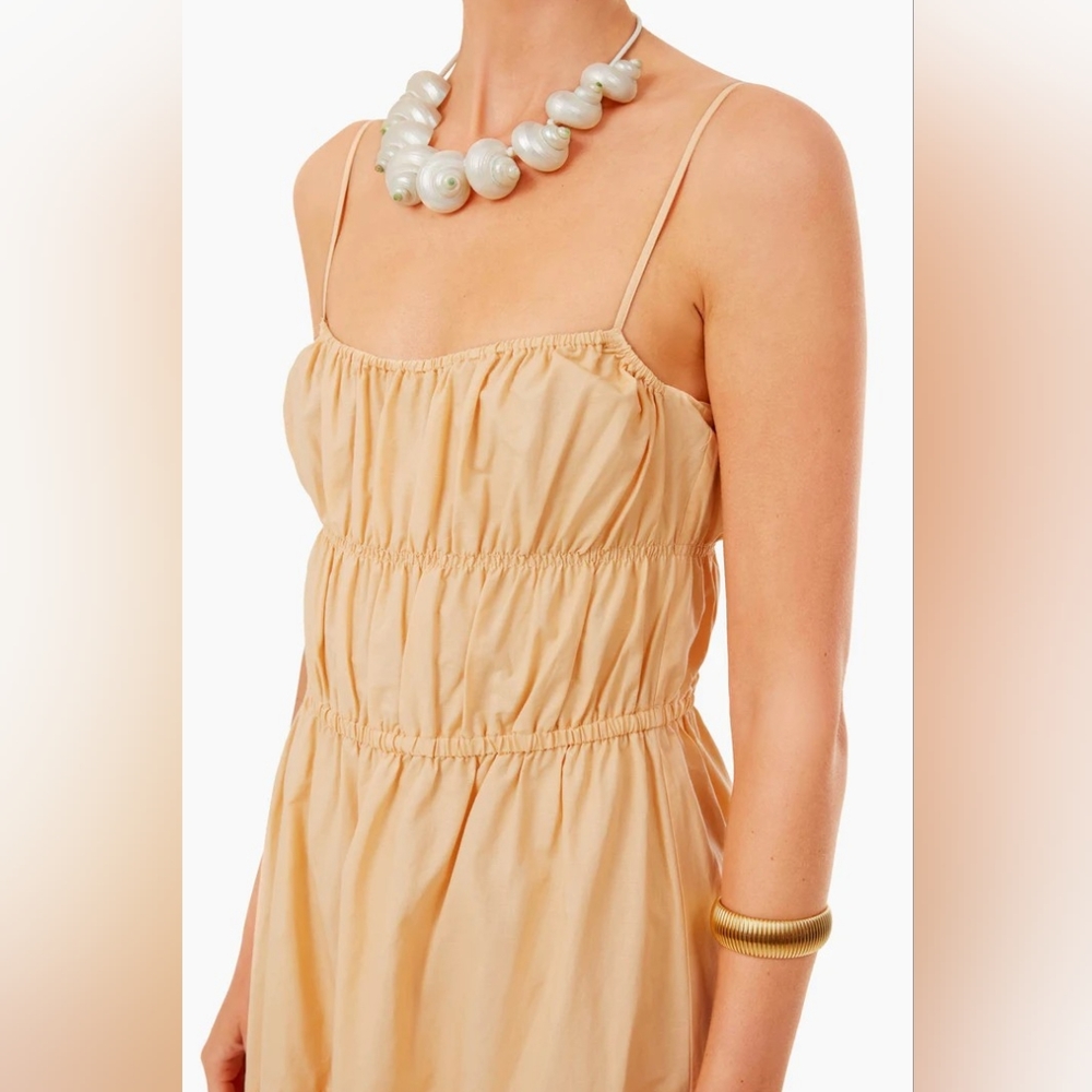 VINCE Peach Ruched Tie Back Cami Dress